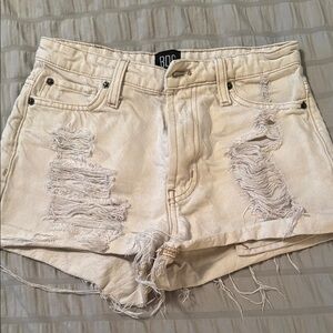 BDG Women's Cream Distressed Shorts